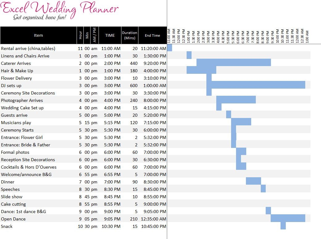 free wedding planning template