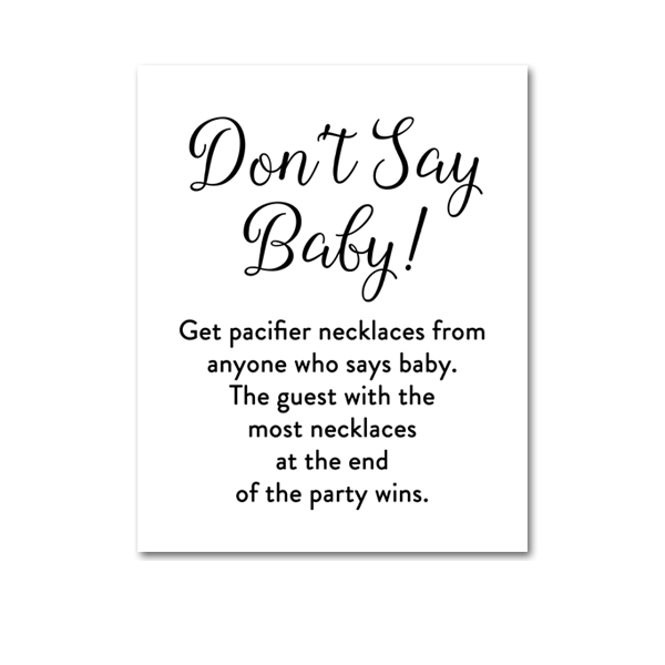 free printable don't say game at bridal shower