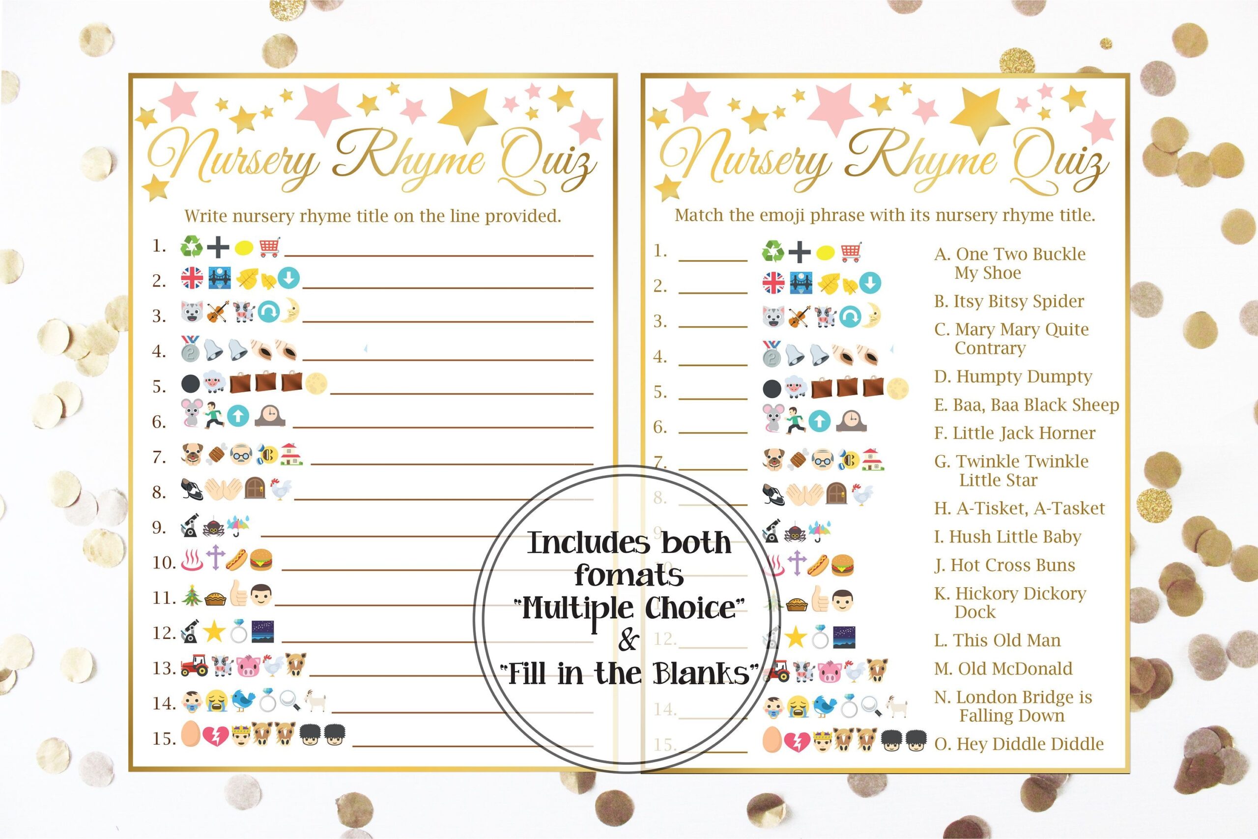 Baby Shower Emoji Nursery Rhyme Game Free Printable