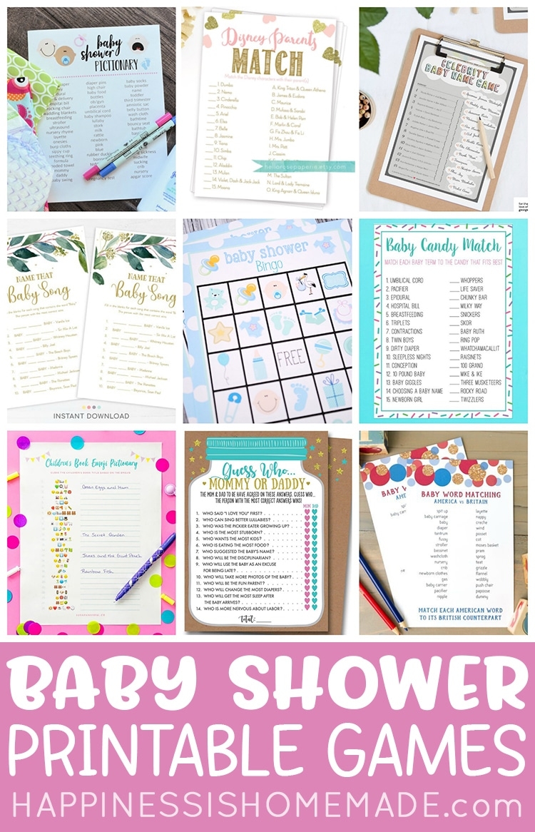 free printable easy baby shower games