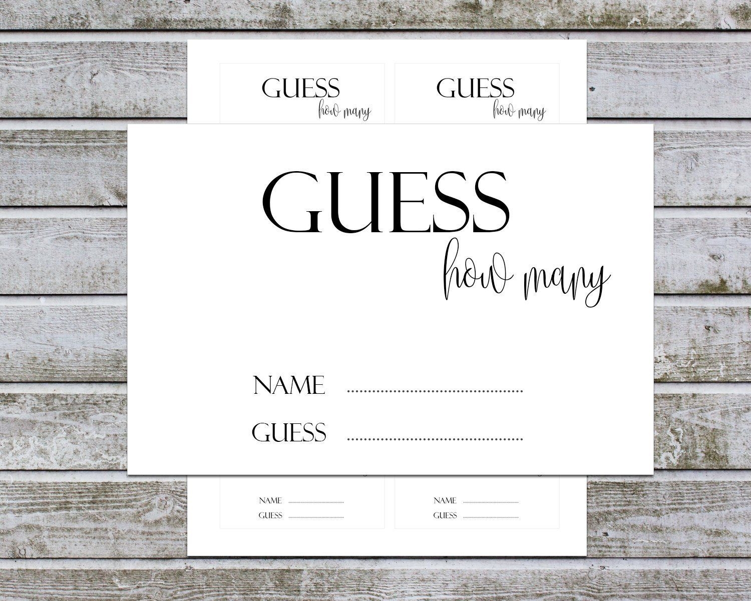 Baby Shower Guess How Many Cards Guess How Many Guessing Game Printable