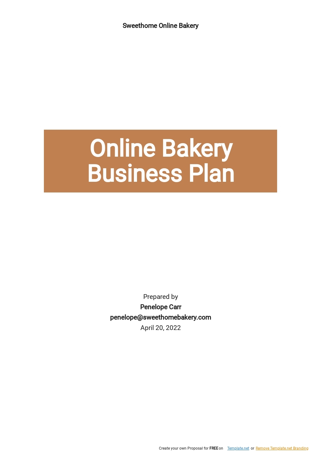 Bakery Business Plans Templates Format Free Download Template