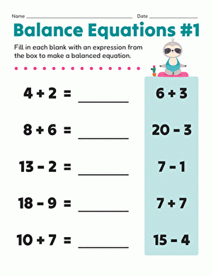 balance the equations worksheet