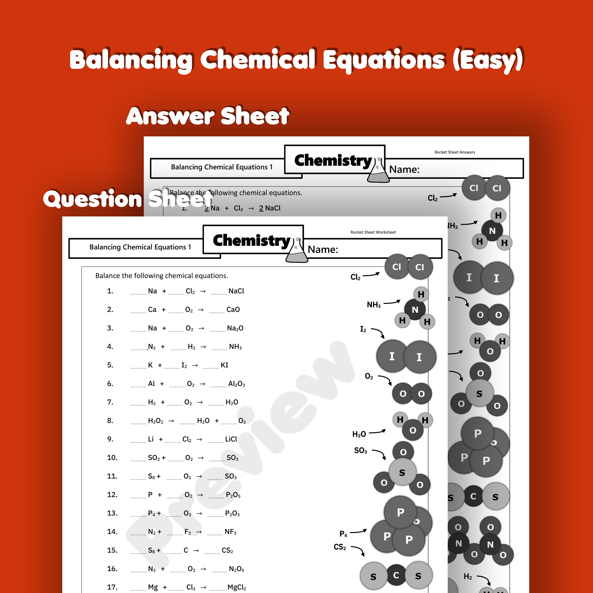chemical equation balancing worksheet