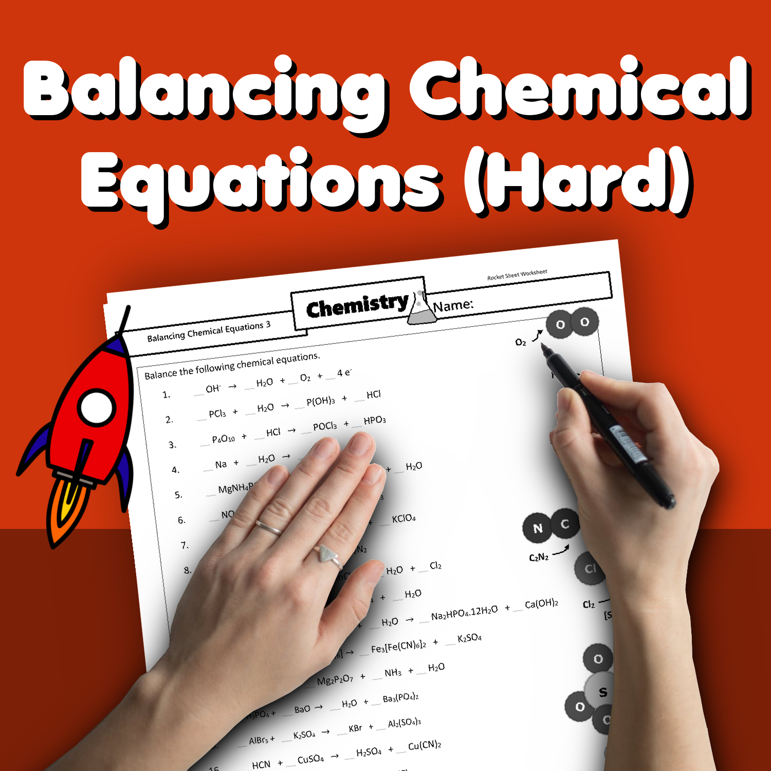 Balancing Chemical Equations Hard Worksheet GCSE Rocketsheets