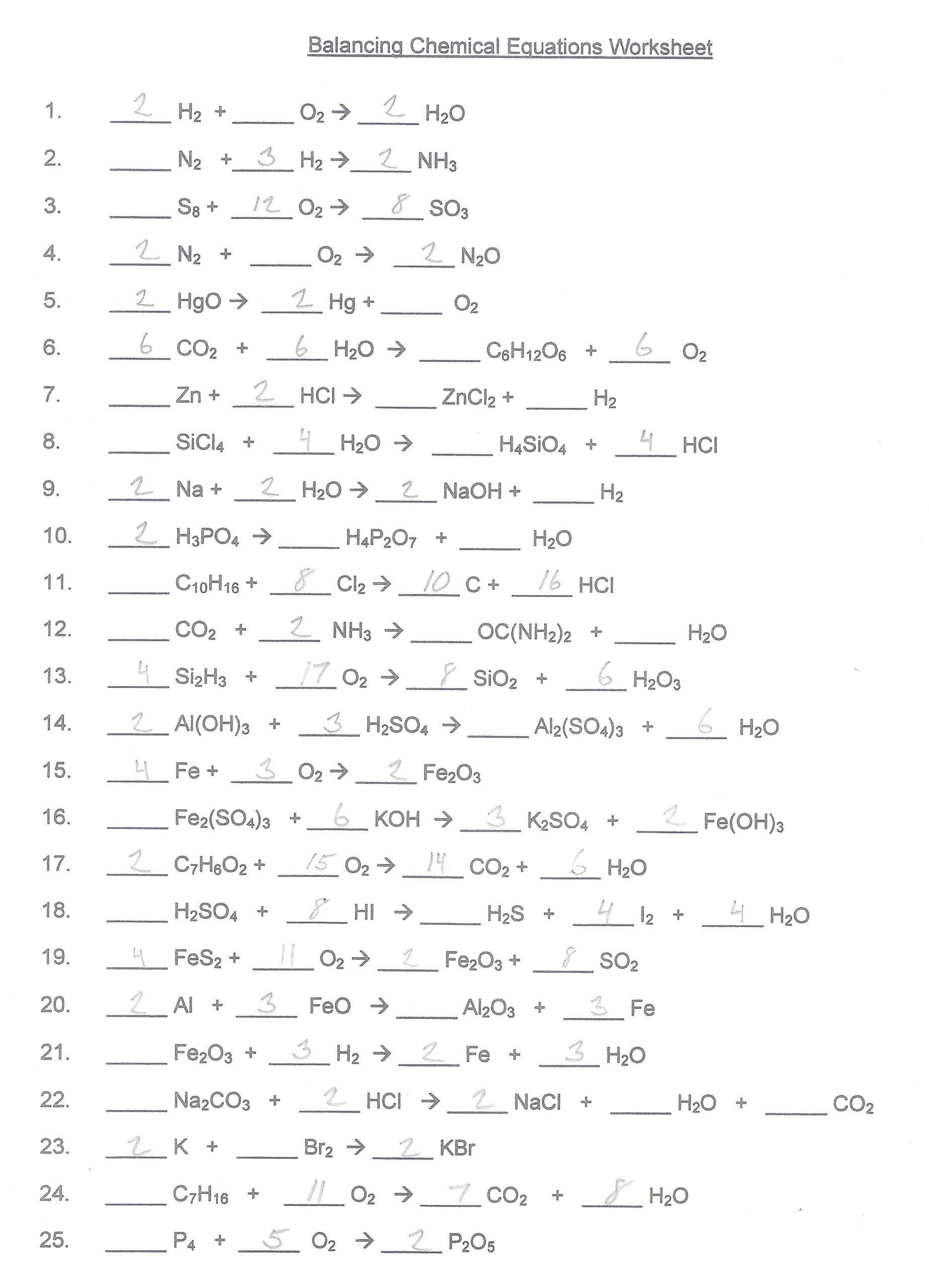 Balancing Equations Practice Worksheet Answers Second Grade Db excel