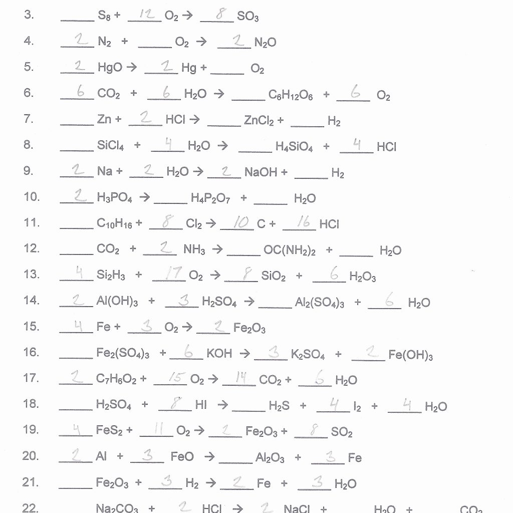 Balancing Equations Practice Worksheet Chemfiesta Equations Worksheets