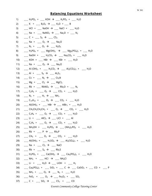 Balancing Equations Worksheet Answers 1 37 Tessshebaylo