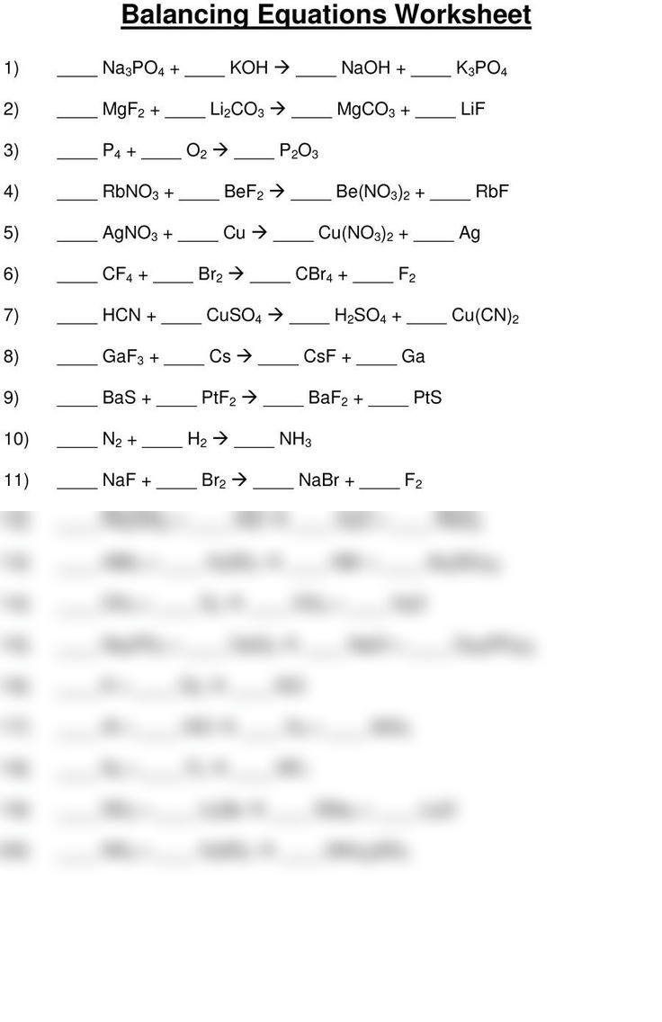 Balancing Math Equations Worksheets Library