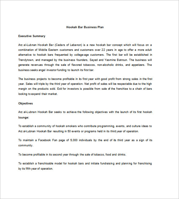 Bar Business Plan Template 18 Free Word Excel PDF Format Download