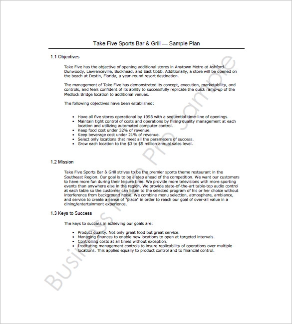 Bar Business Plan Template 18 Free Word Excel PDF Format Download