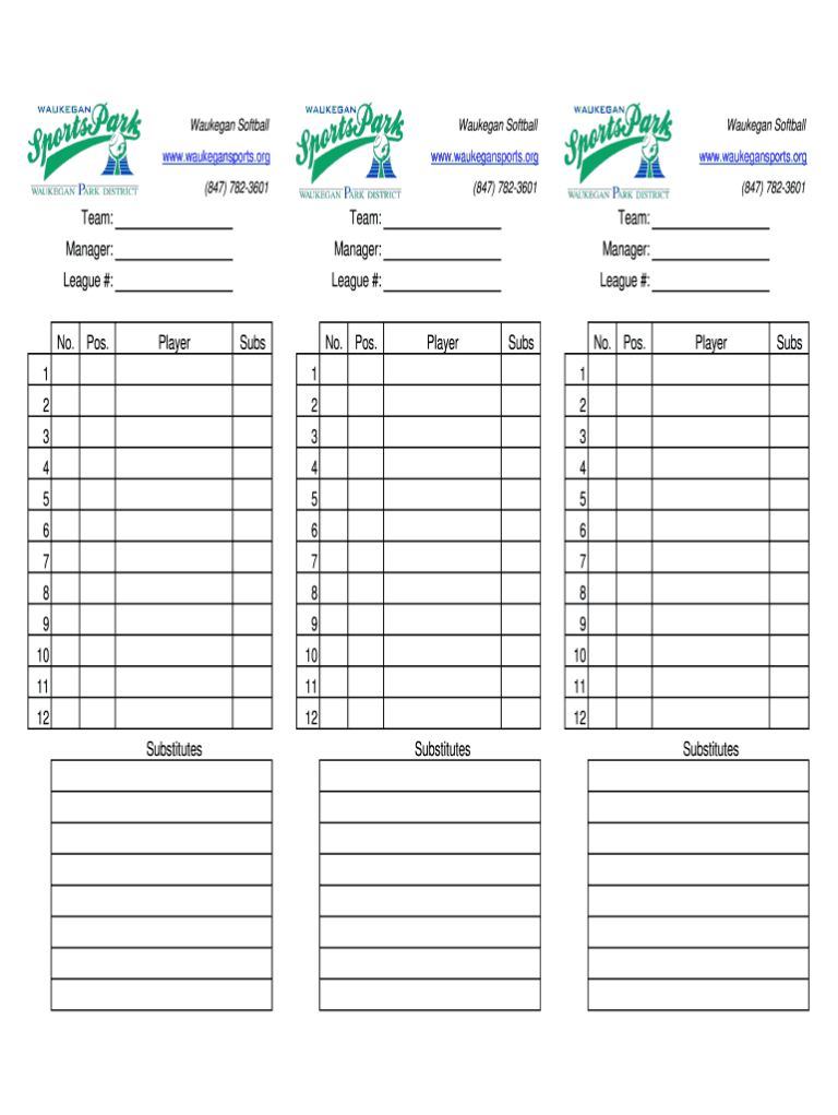 Baseball Lineup Sheets Fill Online Printable Fillable With Regard 
