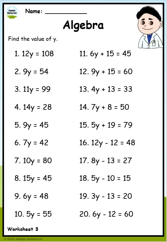 Basic Algebra Practice Questions With Answers Age 9 12 Guinea 