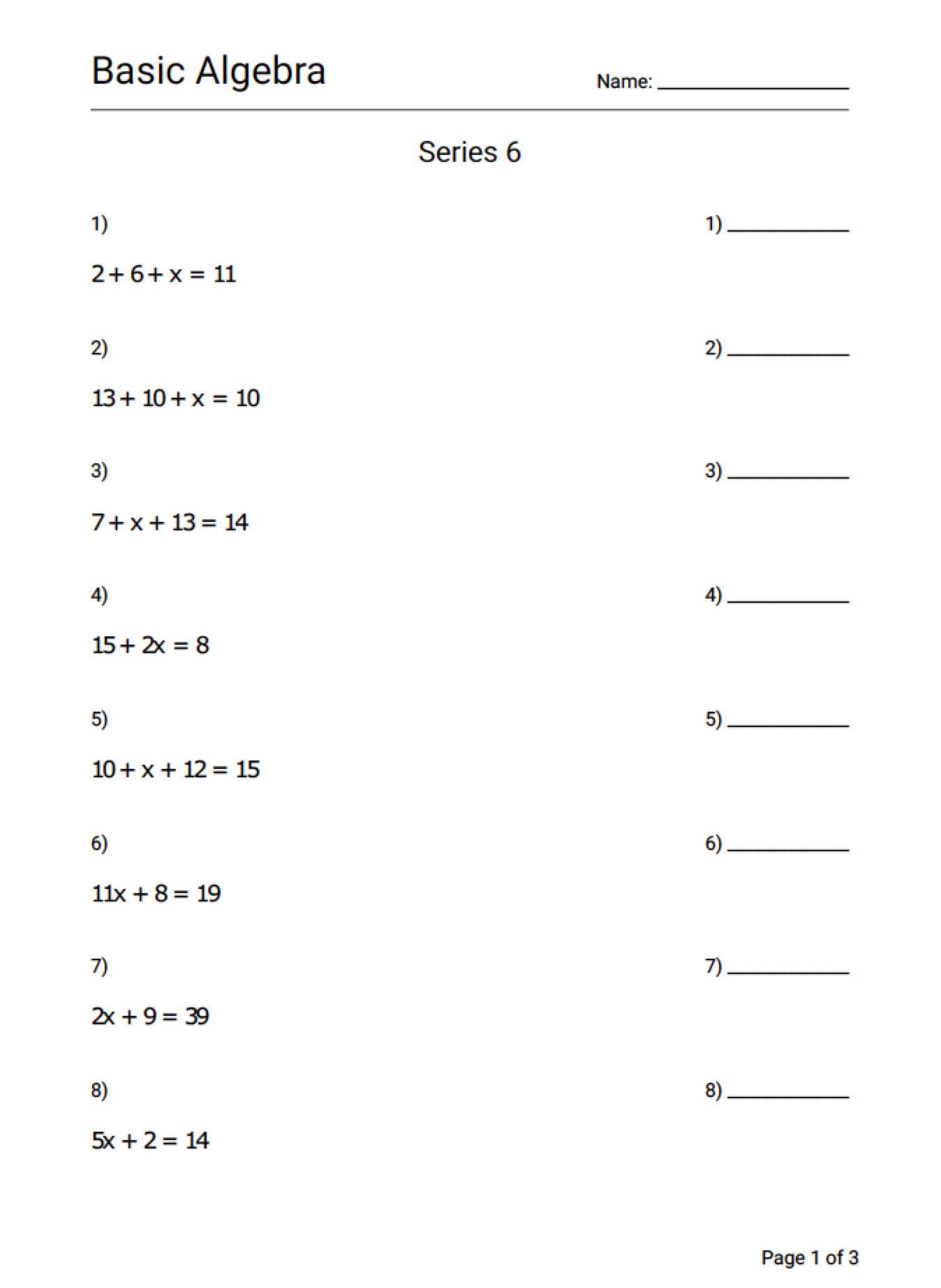 Basic Algebra Worksheets Artofit