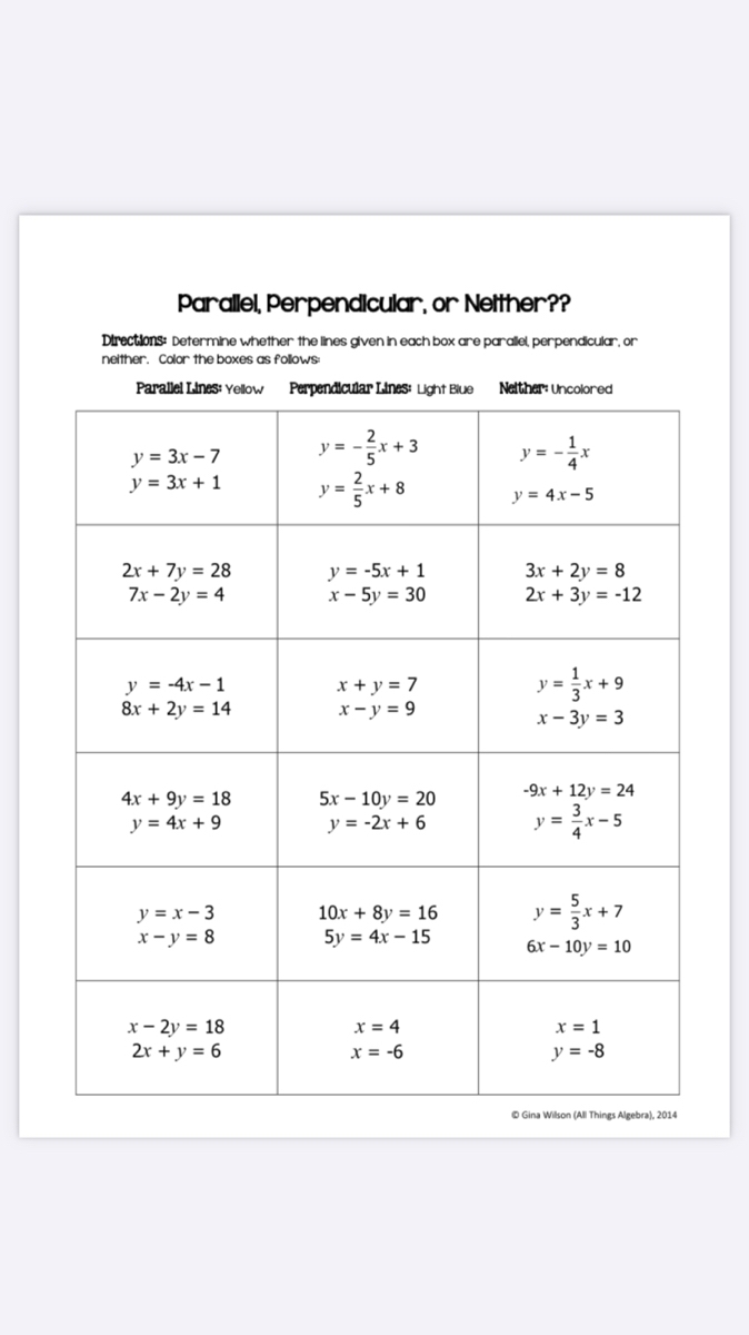 Basic Geometry Parallel Perpendicular Intersecting Worksheets Library