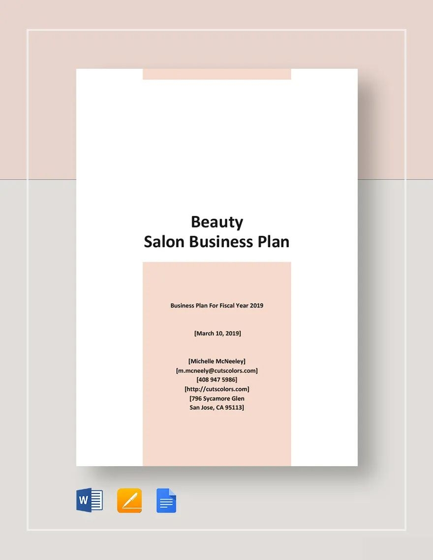 Beauty Salon Business Plan Template In Word Pages Google Docs 