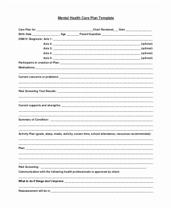 Behavioral Health Treatment Plan Template Shooters Journal