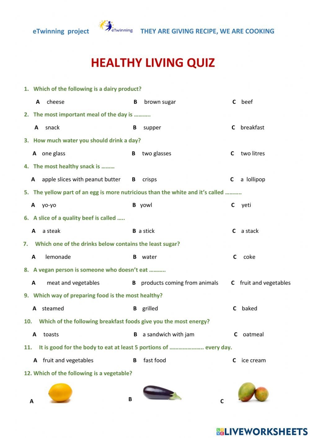 free printable food trivia games