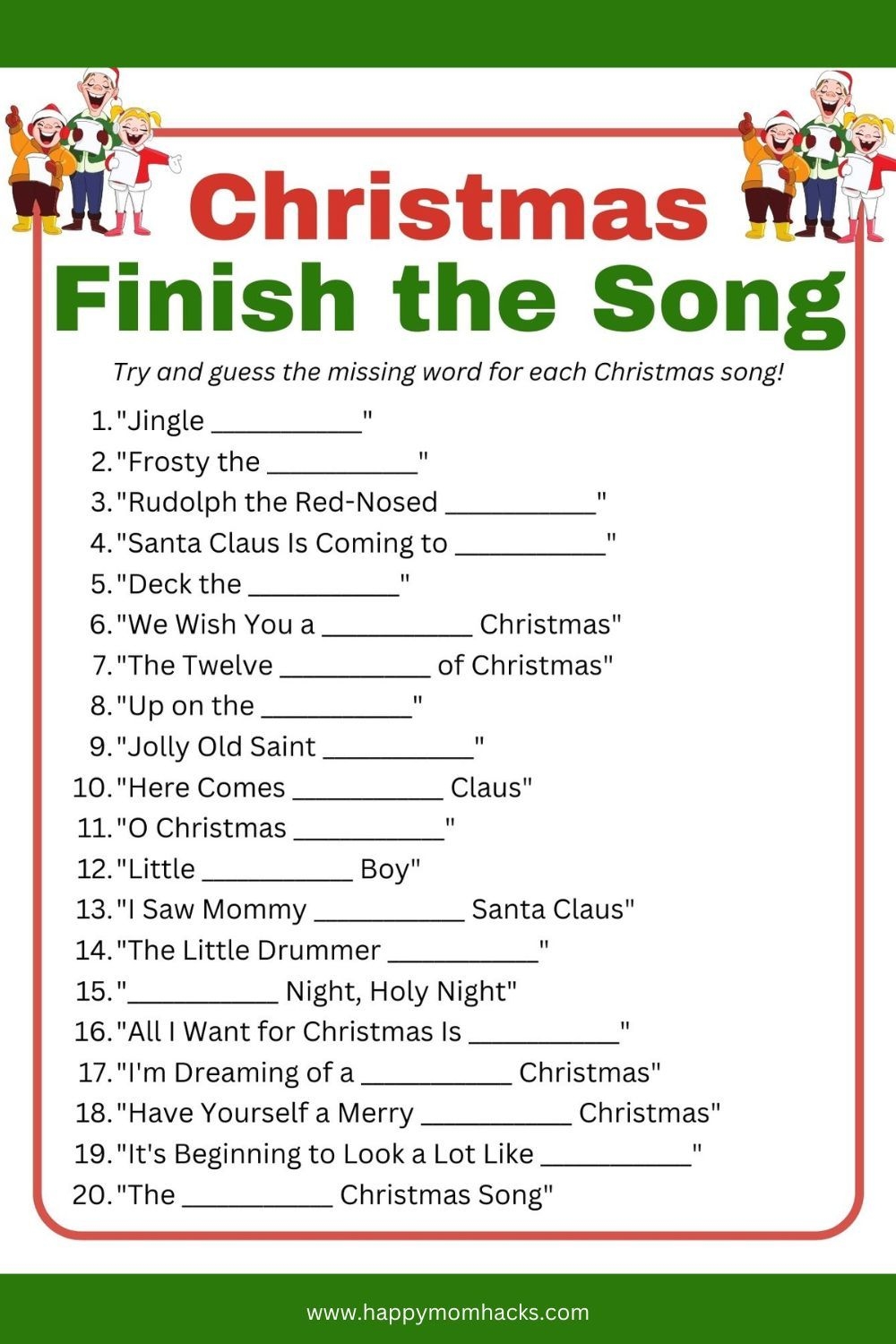 free printable games for christmas office parties