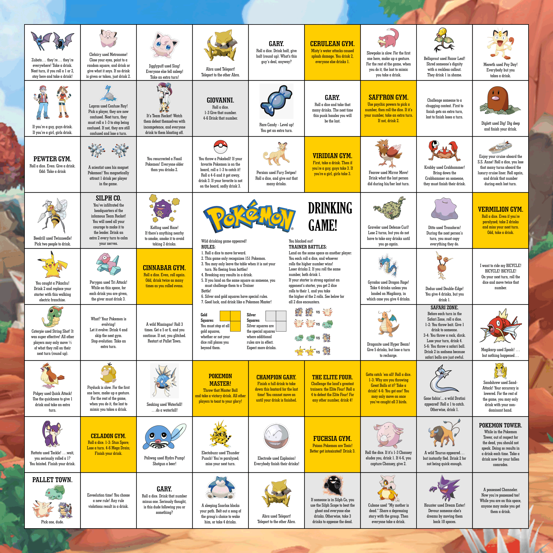 Best Pokemon Drinking Board Game Printable Pdf For Free At Printablee