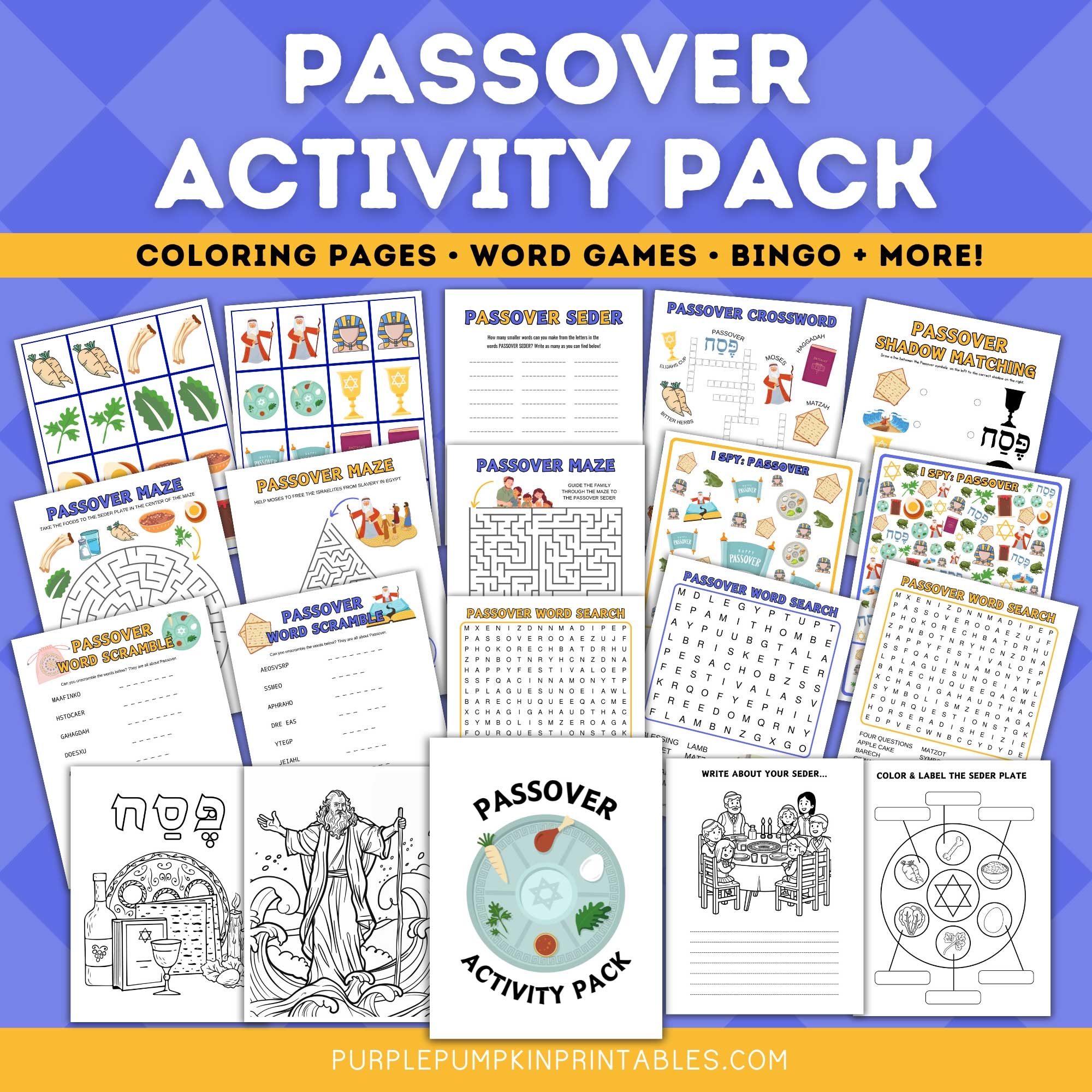 Best Printable Passover Activities Pack Puzzles Games