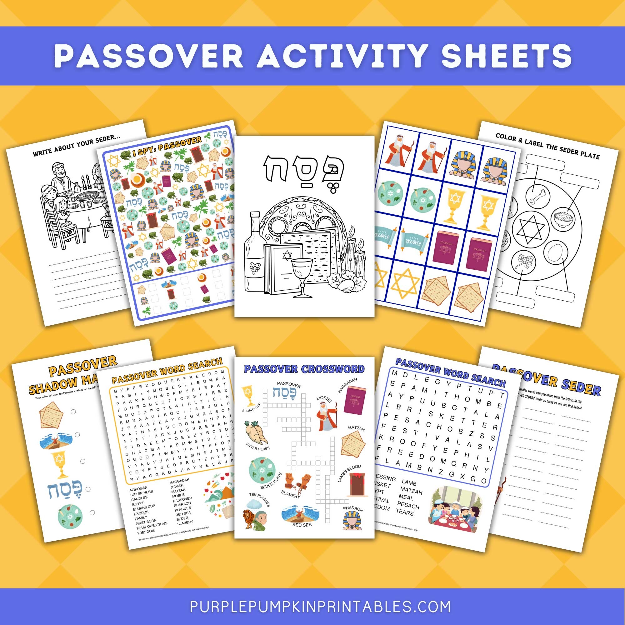 Best Printable Passover Activities Pack Puzzles Games