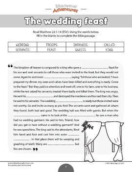 Bible Parable The Wedding Feast By Bible Pathway Adventures Classroom