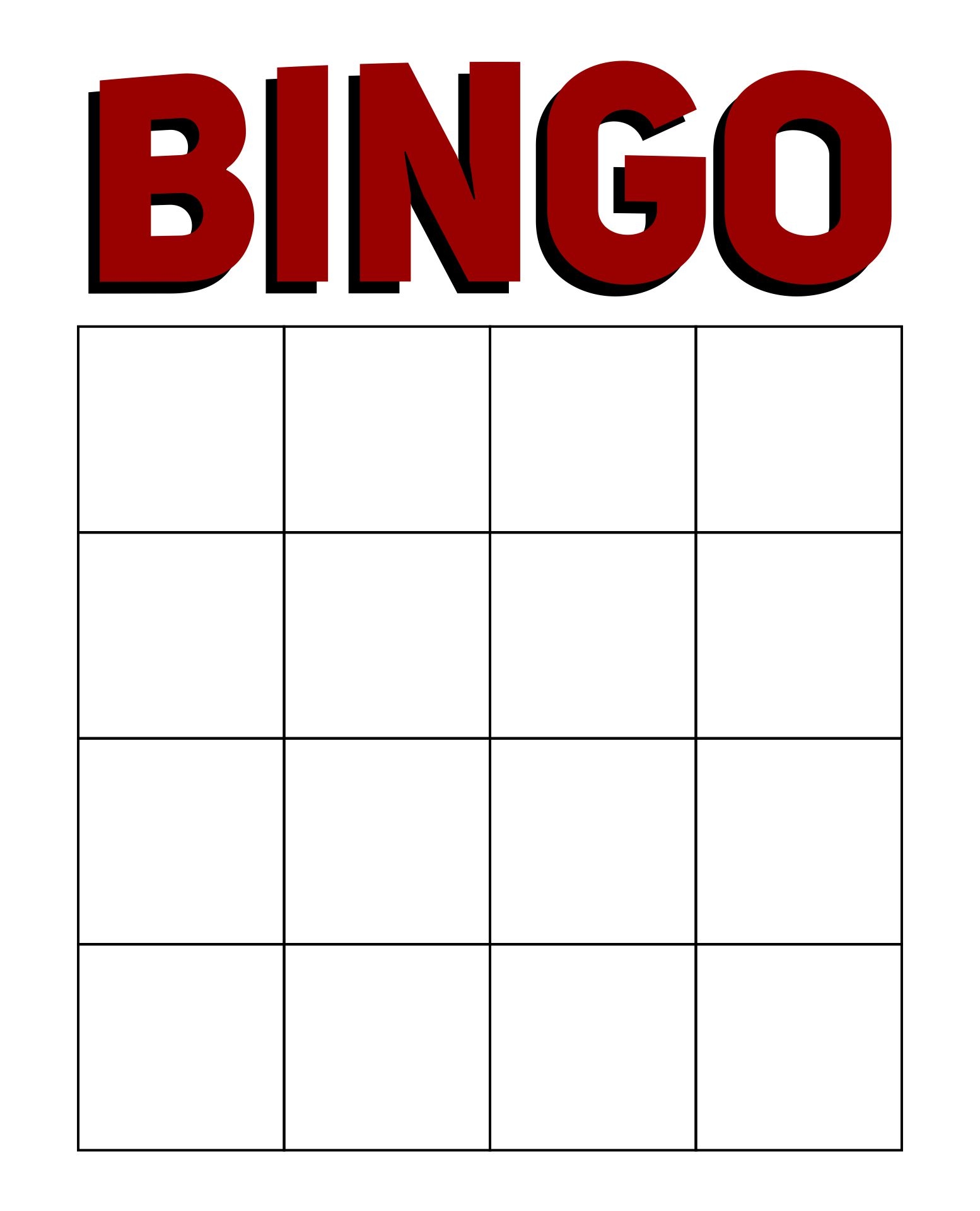 free printable bingo cards template