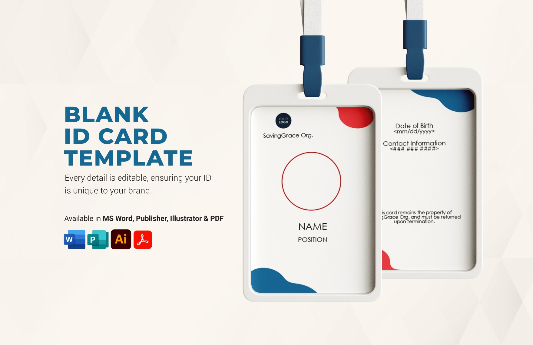 Blank ID Card Template In Word Illustrator Publisher PDF Download