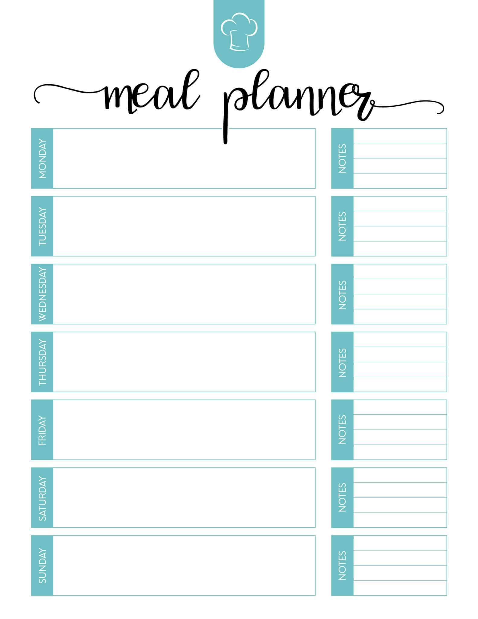 Blank Meal Plan Template Mightyprintingdeals