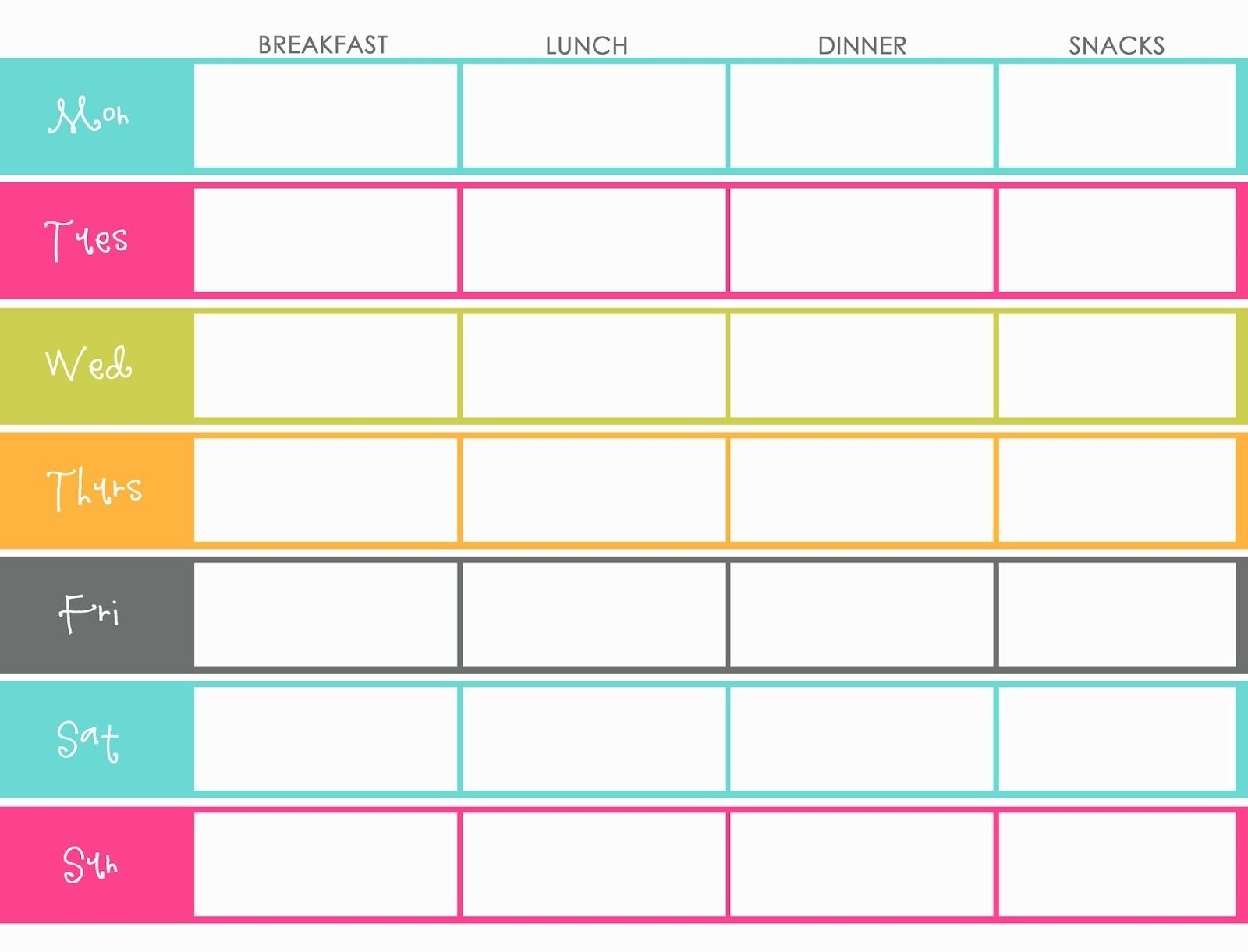 Blank Meal Plan Template Mightyprintingdeals