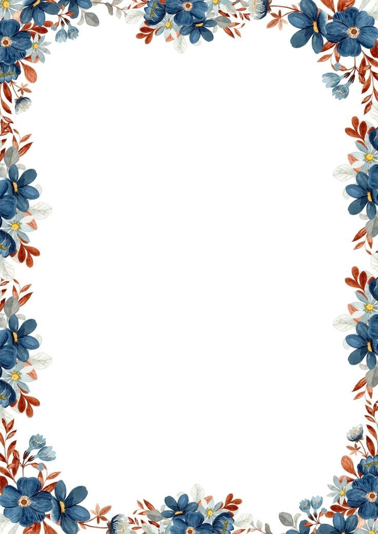 Blue Floral Flowers Page Border Design