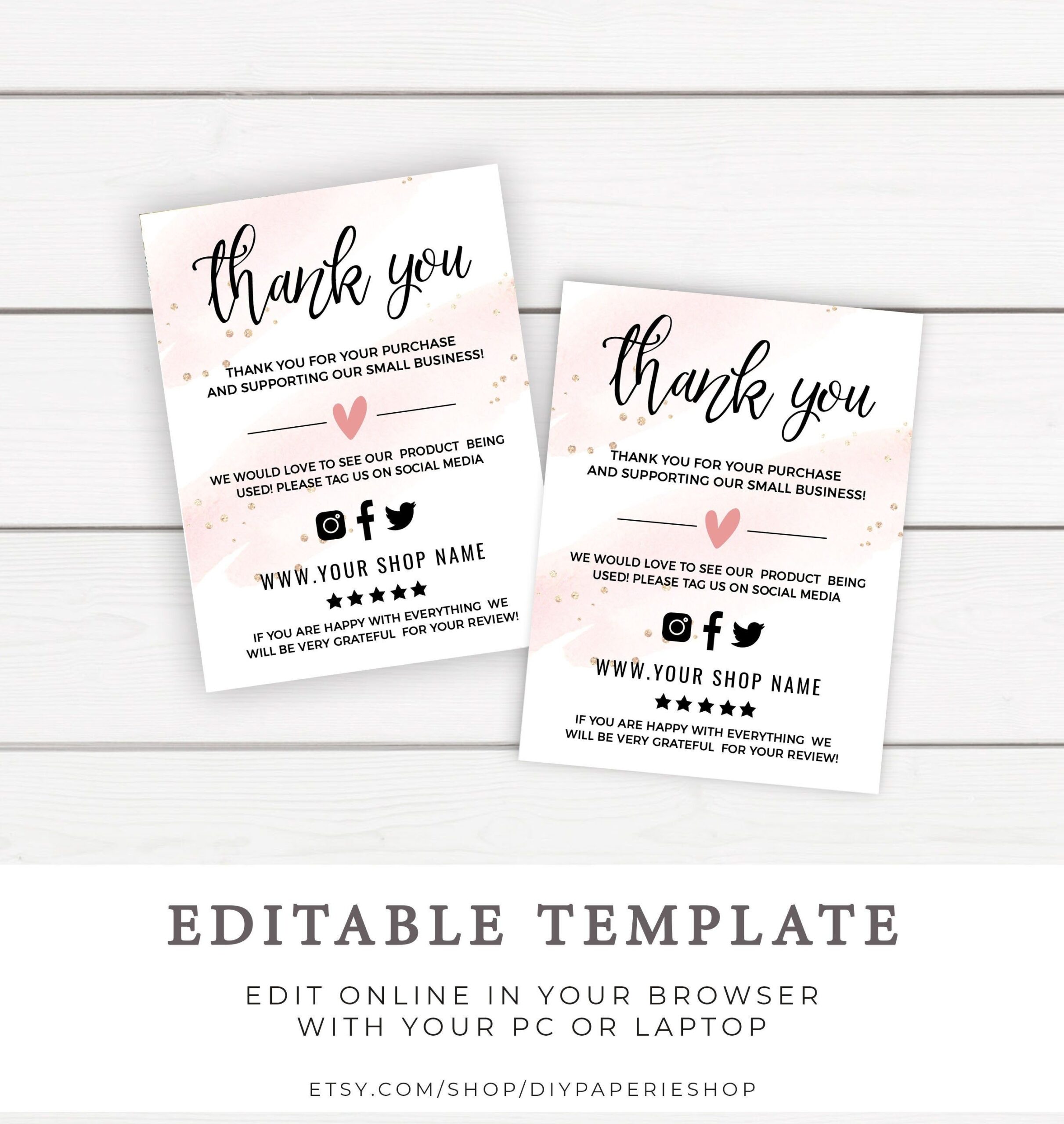 Blush Business Thank You Card Template Thank You For Your Order Cards 
