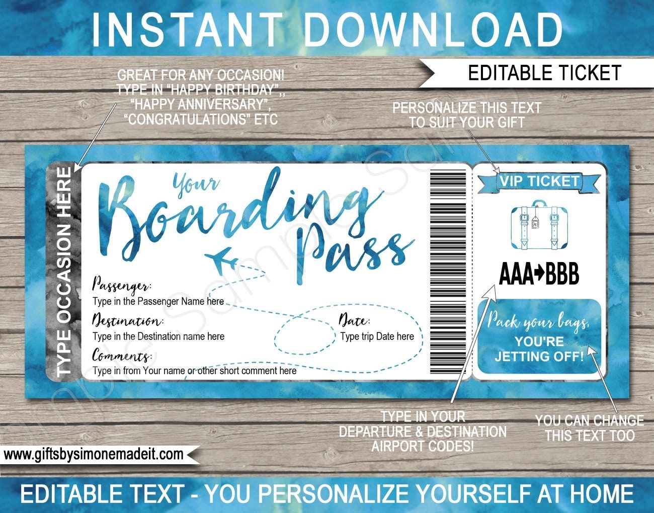 plane ticket gift template