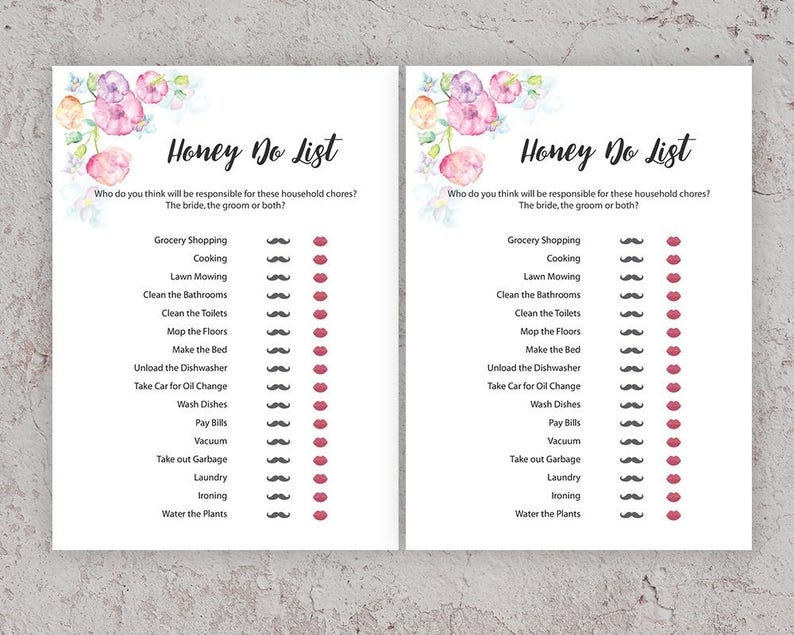 Bridal Shower Games Honey Do List Honey Do 39 s Shower Game Pink Bridal 