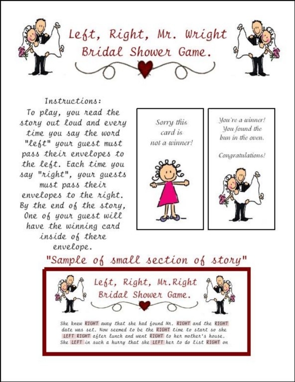BRIDAL SHOWER LEFT RIGHT MR WRIGHT ENVELOPE PASS GAME GREAT FUN ICE 