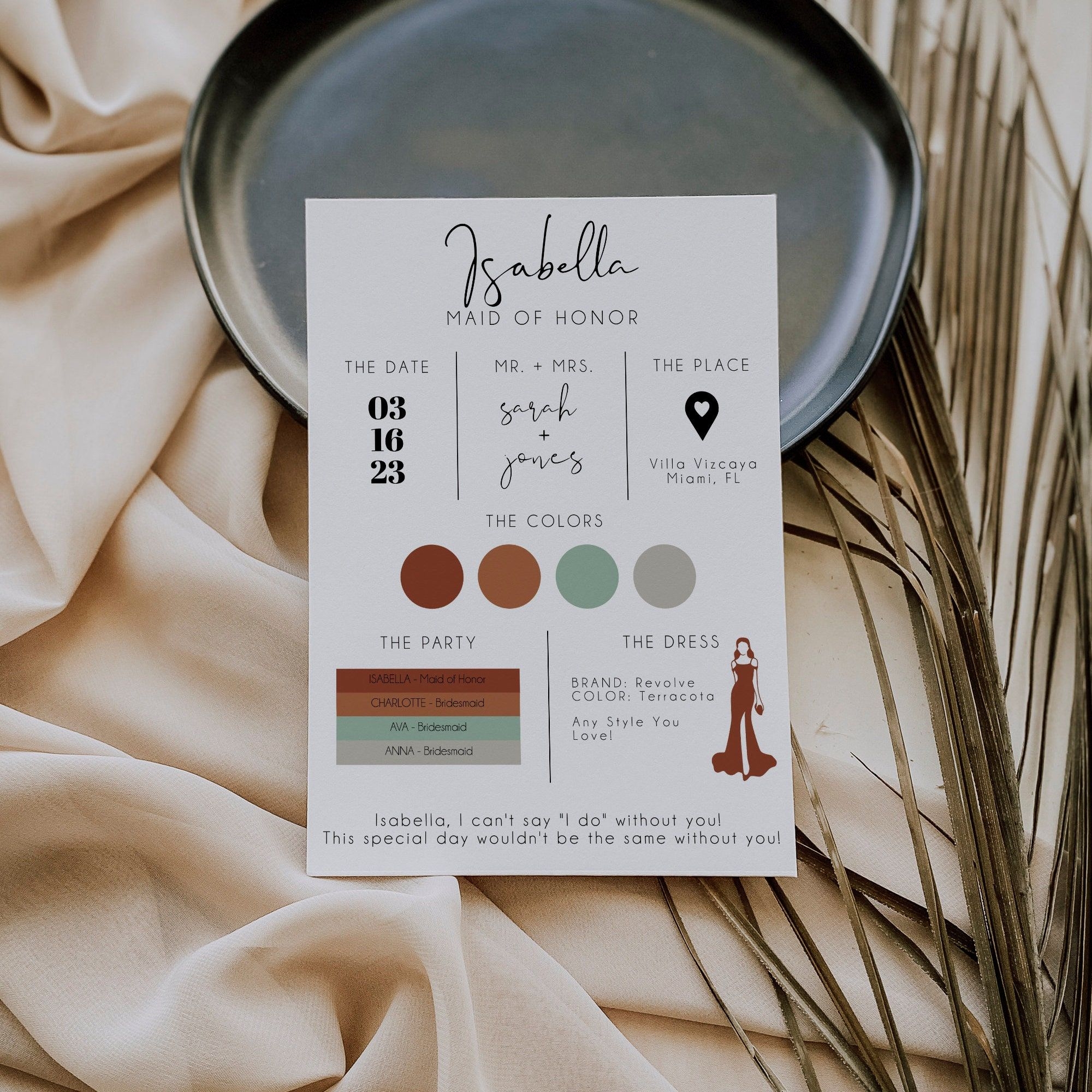Bridesmaid Card Template Content Calendar Template