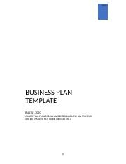 Buisiness Plan WIP doc 2020 BUSINESS PLAN TEMPLATE BUS101 2020 