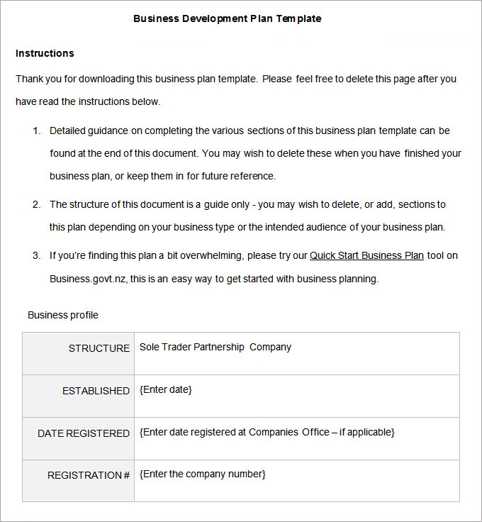 Business Development Plan 8 Word Documents Download