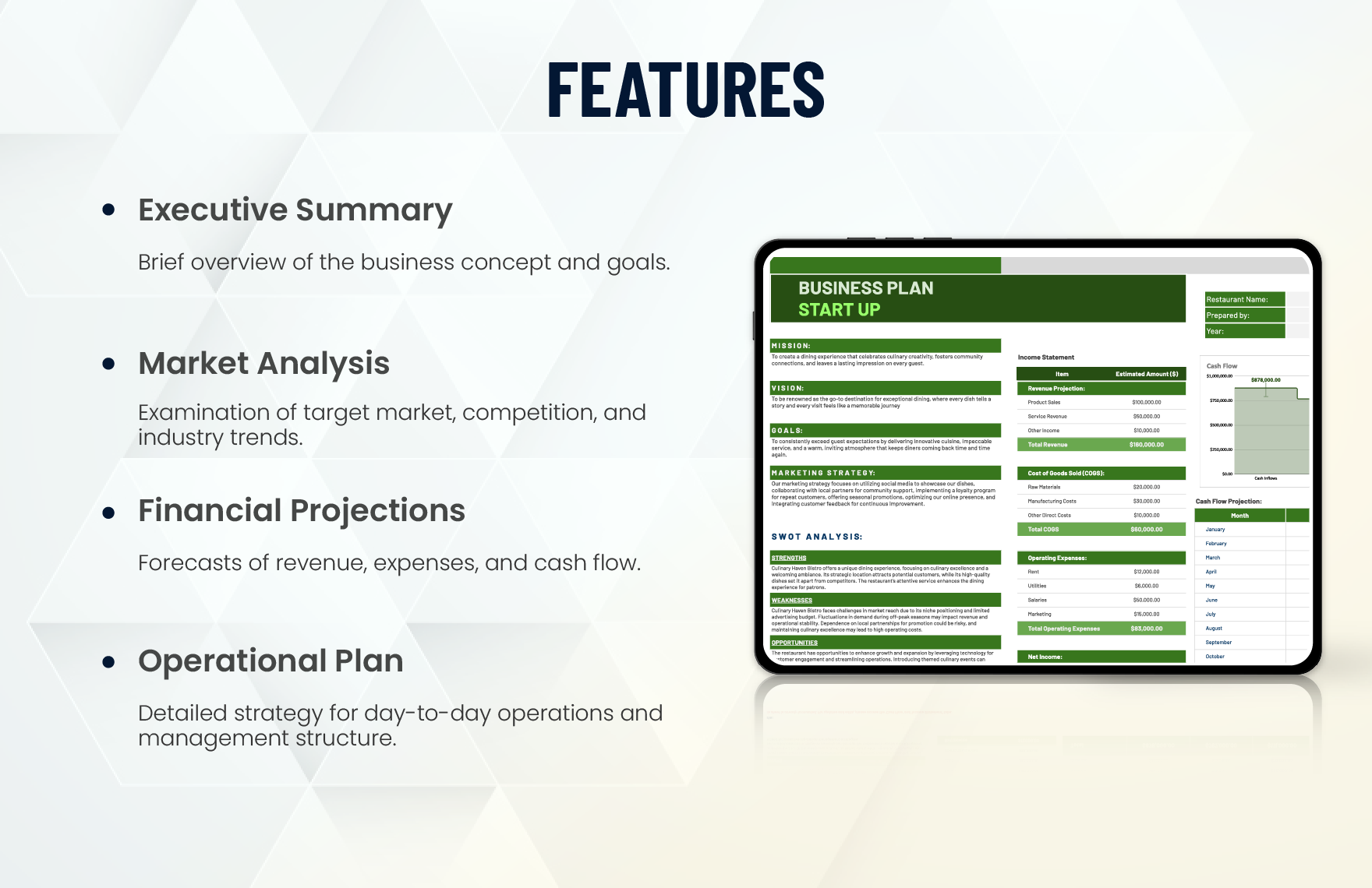 business plan startup template