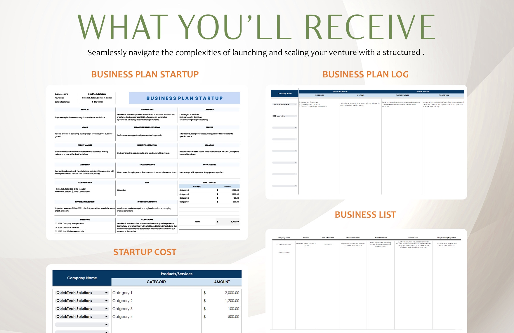 Business Plan Startup Template In Excel Google Sheets Download 