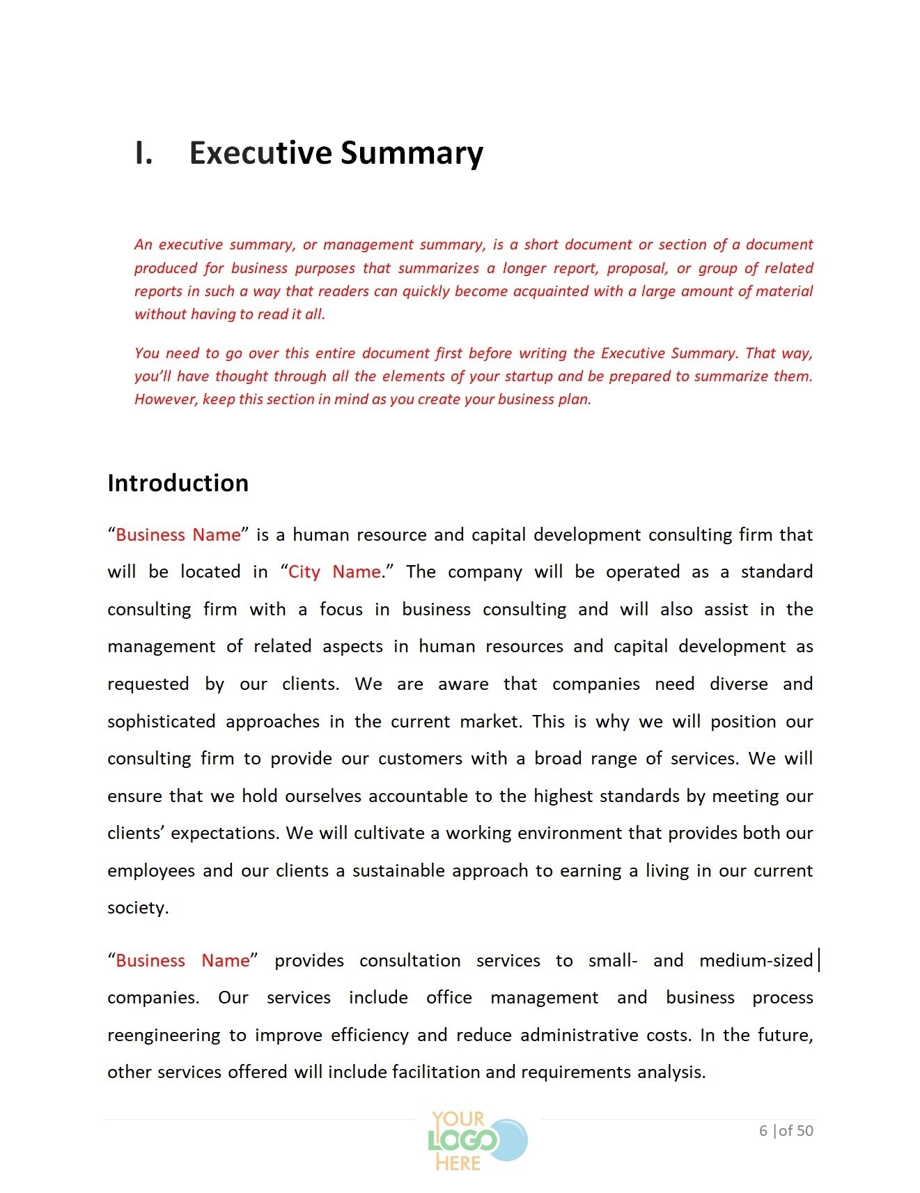 business plan template for consulting firm