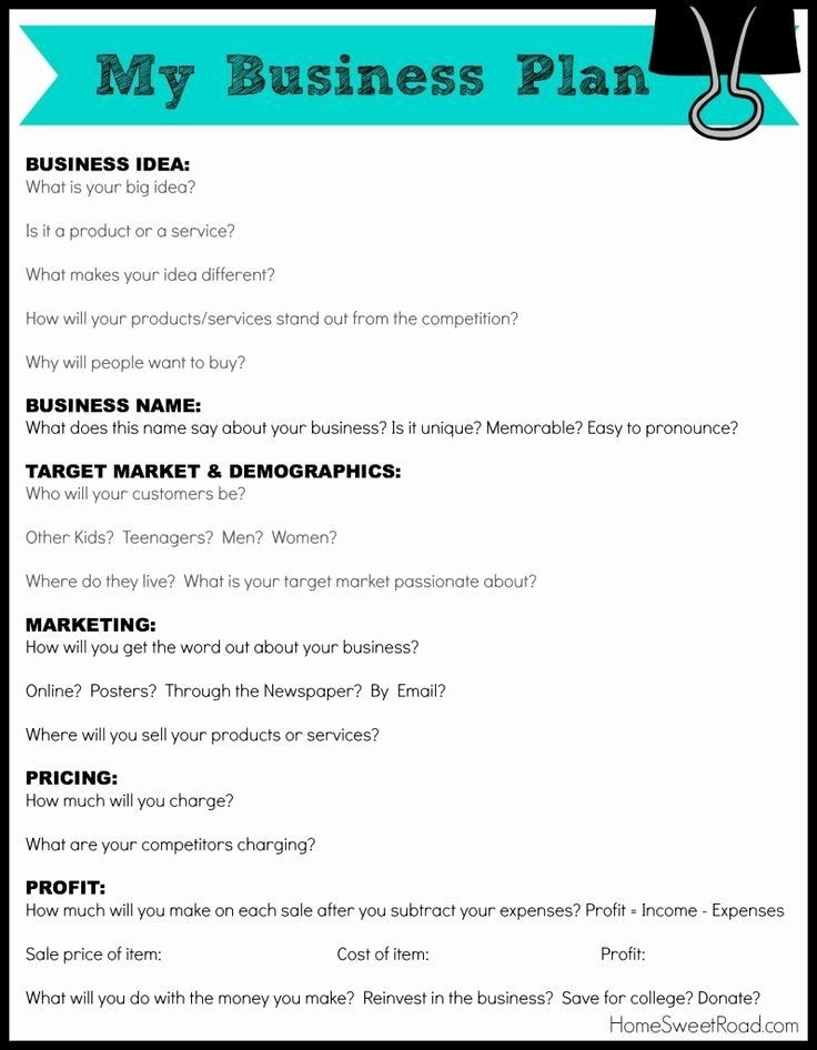 Business Plan Template For Kids Sba Business Plan Template Best 