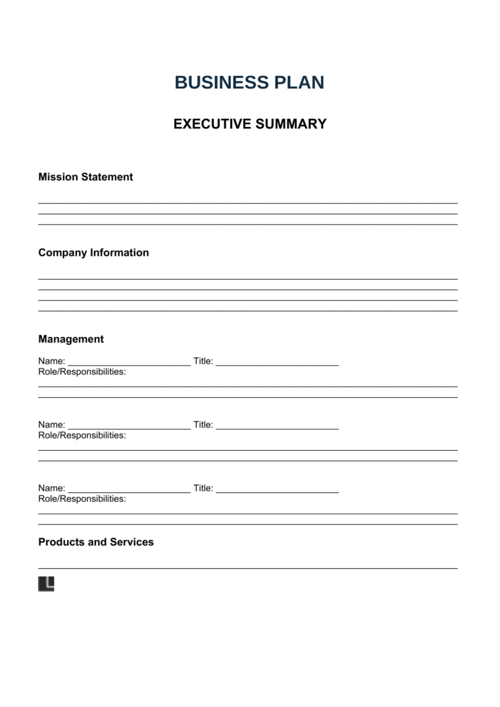 business plan template free pdf