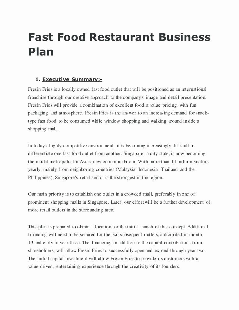 Business Plan Template Restaurant
