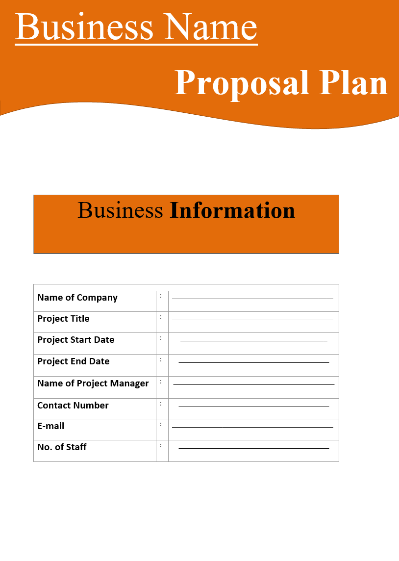 Business Proposal Plan Template Free Word Excel Templates