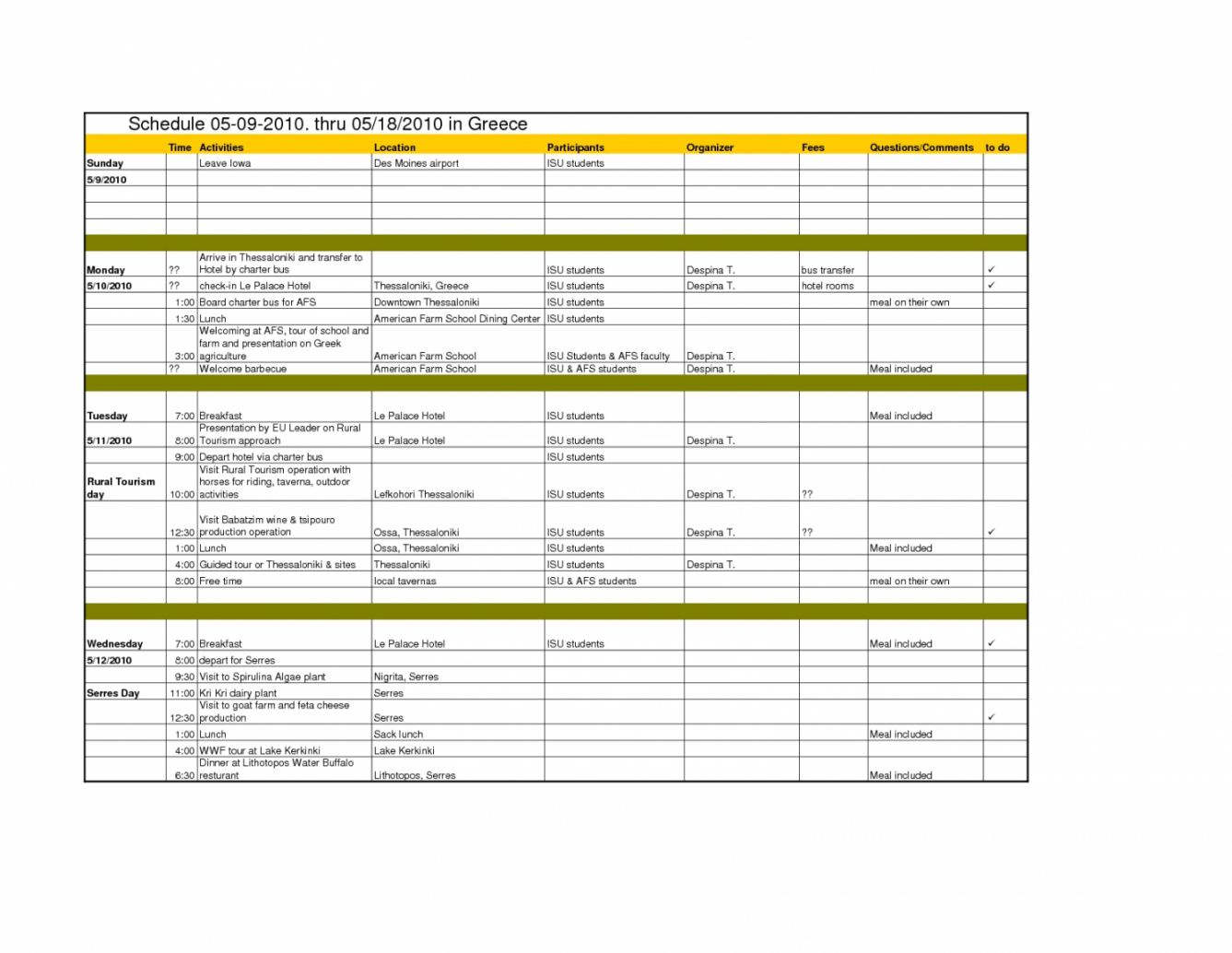 Business Trip Proposal Template Excel Templates