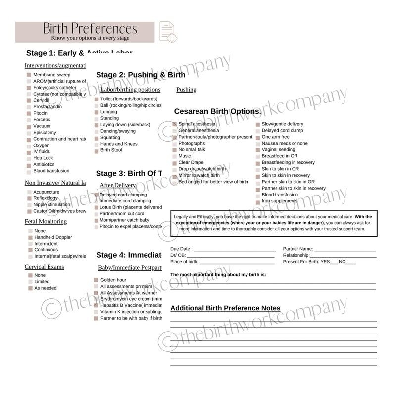 Caesarean Birth Plan Template Social Media Template
