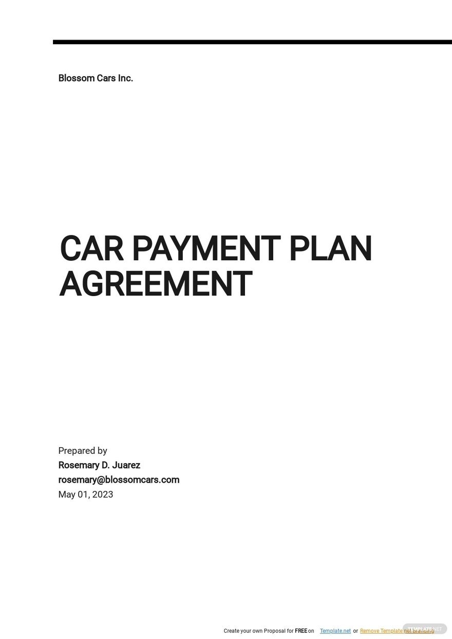 Car Payment Plan Agreement Template