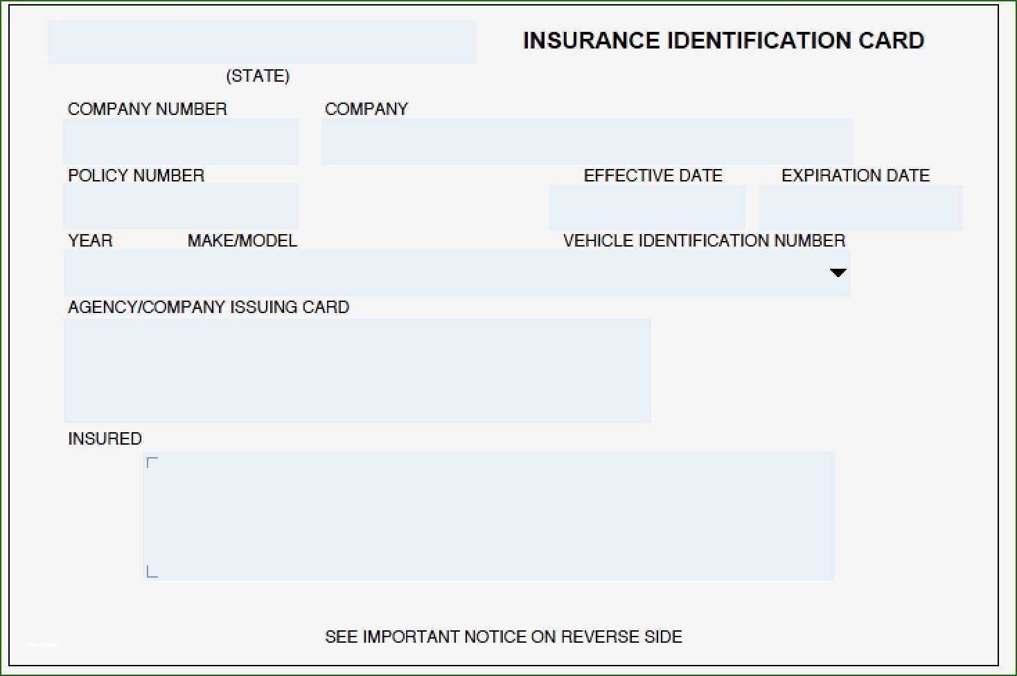 Car Progressive Fillable Free Blank Insurance Card Template Content 
